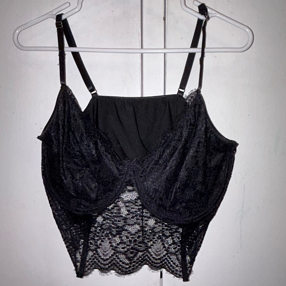 Black Lace Bustier Top